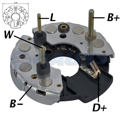 RECTIFICADOR PERKINS 6358A35AMP 6X35A M6X50 M4X50 M5X45 TRIDIODO 113MM (GA018 GA018R GA034 GA040) TIPO BOSCH
