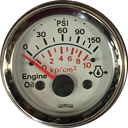 MARCADOR ACEITE ELECTRICO 150PSI 24V TABLERO BLANCO ARO CROMADO