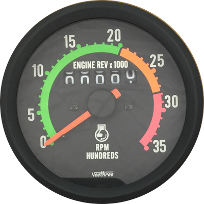 TACOMETRO CON HOROMETRO MECANICO ESCALA COLOR ARO NEGRO