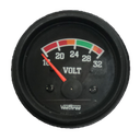 VOLTIMETRO 52MM 24V ESCALA 16-32 ESCALA COLOR TABLERO NEGRO ARO NEGRO