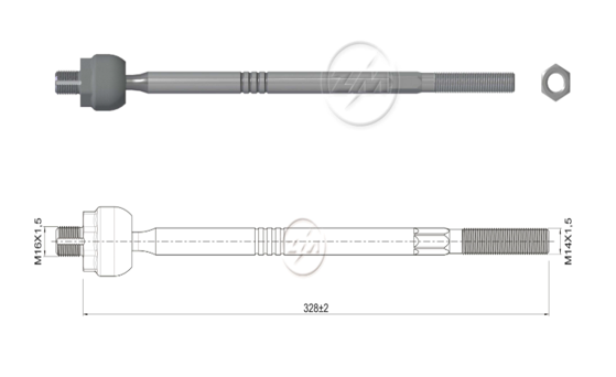 TERMINAL AXIAL CHEVROLET COBALT 11-16 CAPTIVA EQUINOX PONTIAC SUZUKI L:328RC:M16-1 50RP:M14-1 50TP:119N.MTC86N.M 
