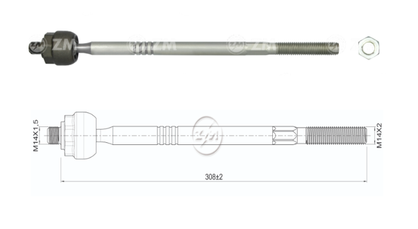 TERMINAL AXIAL FORD FIESTA IV 1995 - 2001 L:308RC:M14-1 50RP:M14-2 00TP:78N.MTC80N.M