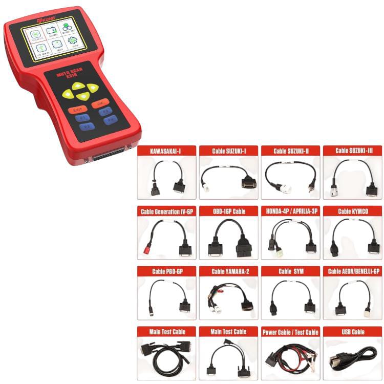 ESCANER X-318 MULTIMARCA (PRUEBA DE ACTUADORES, LECTOR DE FLUJO DE DATOS, BORRAR CODIGOS DE FALLA) MOTOCICLETA