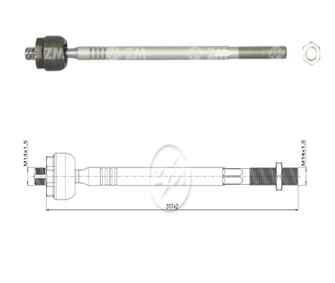 TERMINAL AXIAL TOYOTA COROLLA E11_12_13 1992 L:317RC:M14-1 50RP:M14-1 50TP:78N.MTC86N.M 