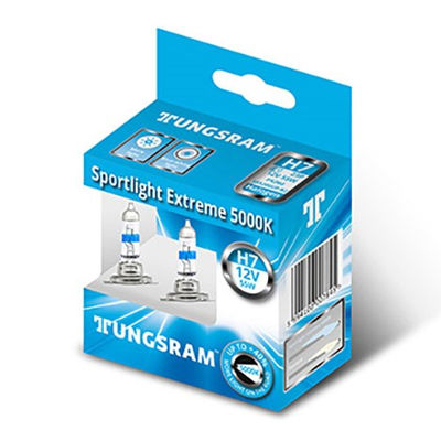 BOMBILLO HALOGENO H7 PX26D 12V 55W FARO SPORTLIGHT 5000K + 40% MAS LUZ PREMIUM DUOPACK CAJA 62210CBA GL20