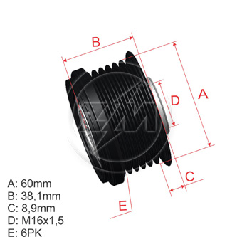POLEA RUEDA LIBRE KIA IX35 SONATA KIA CARENS SPORTAGE 6X16 2655545 588094 3732125201