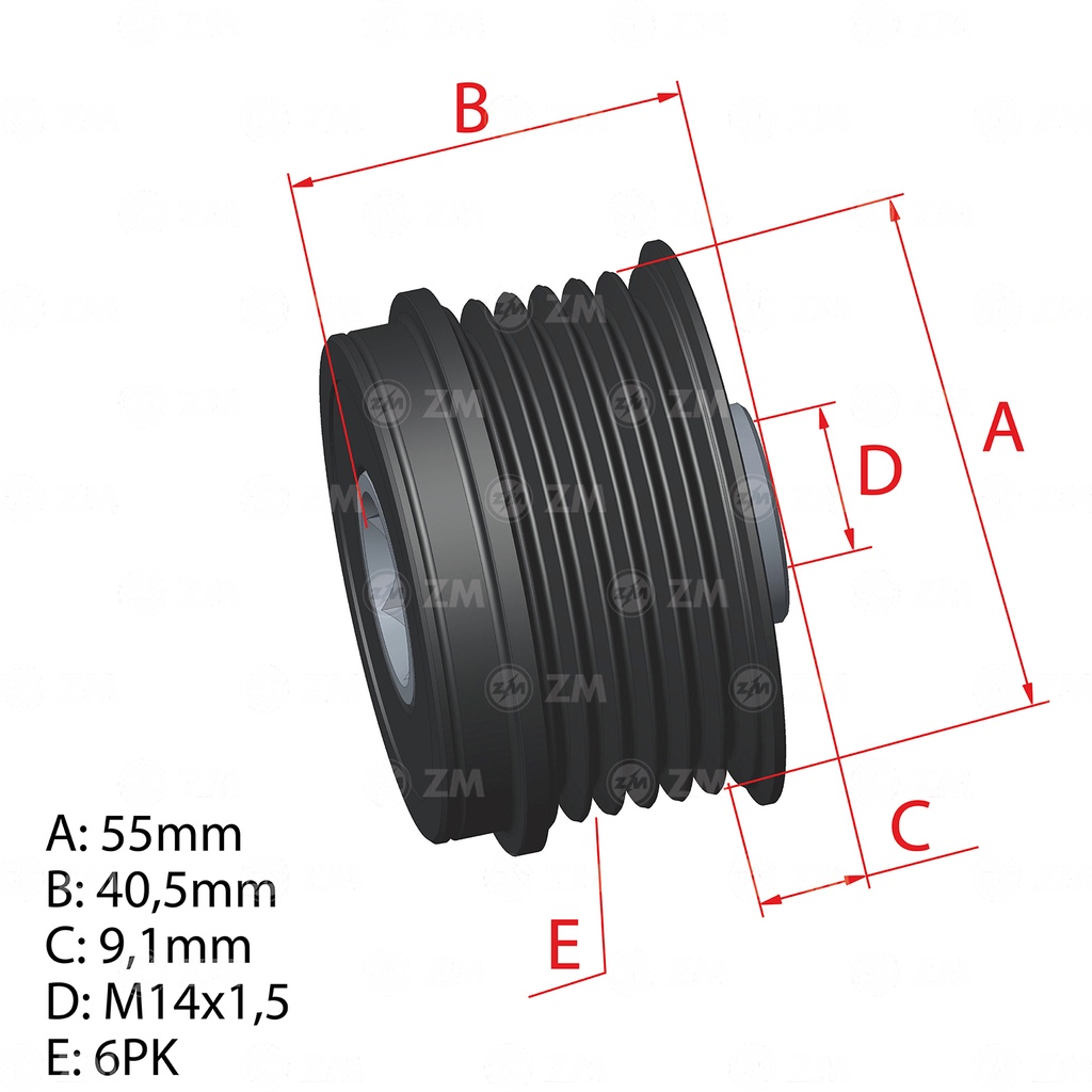 POLEA RUEDA LIBRE TOYOTA COROLLA AURIS 1.6 6X17 27415-0T020 21 22