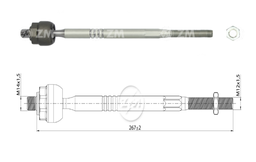 [51ZM-17011018] TERMINAL AXIAL FIAT BRAVA 95 TEMPRA 90 TIPO 87 Y 93 LANCIA DEDRA 89 DELTA 93 L:267 RC:M14-1 50 RP:M12-1 50 TP:52N.M MTC 